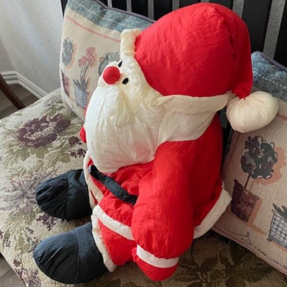 Soft Squishy STUFFED sitting SANTA CLAUS * Parachute material * LARGE 20" * EUC - Picture 7 of 11
